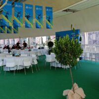 Sillas clip blancas + mesa150 vallehermoso25